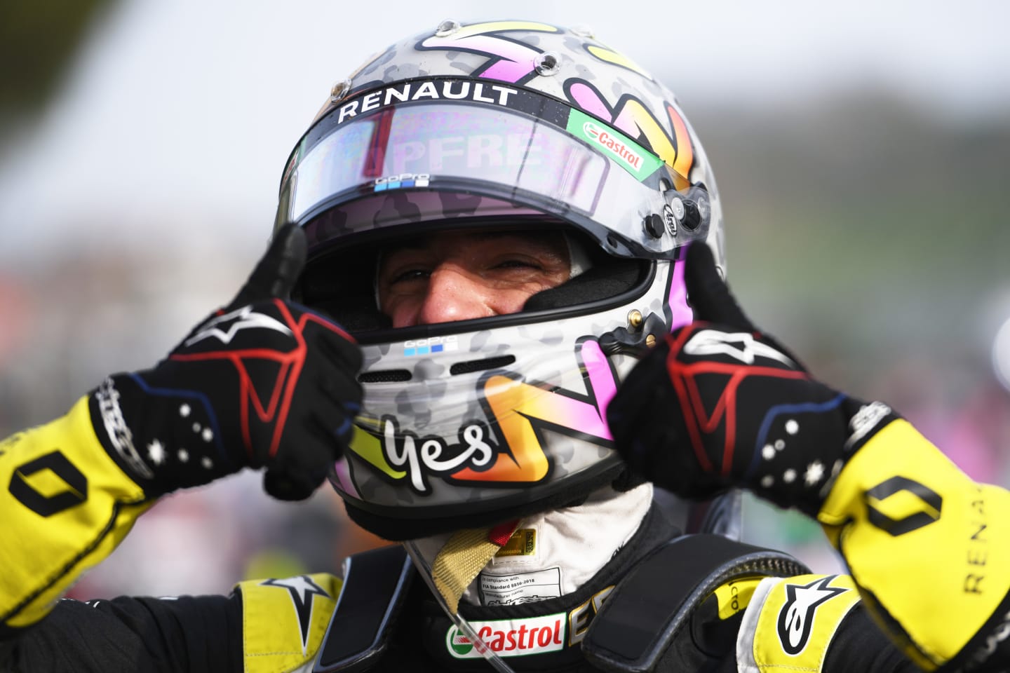 IMOLA, ITALY - NOVEMBER 01: Third placed Daniel Ricciardo of Australia and Renault Sport F1