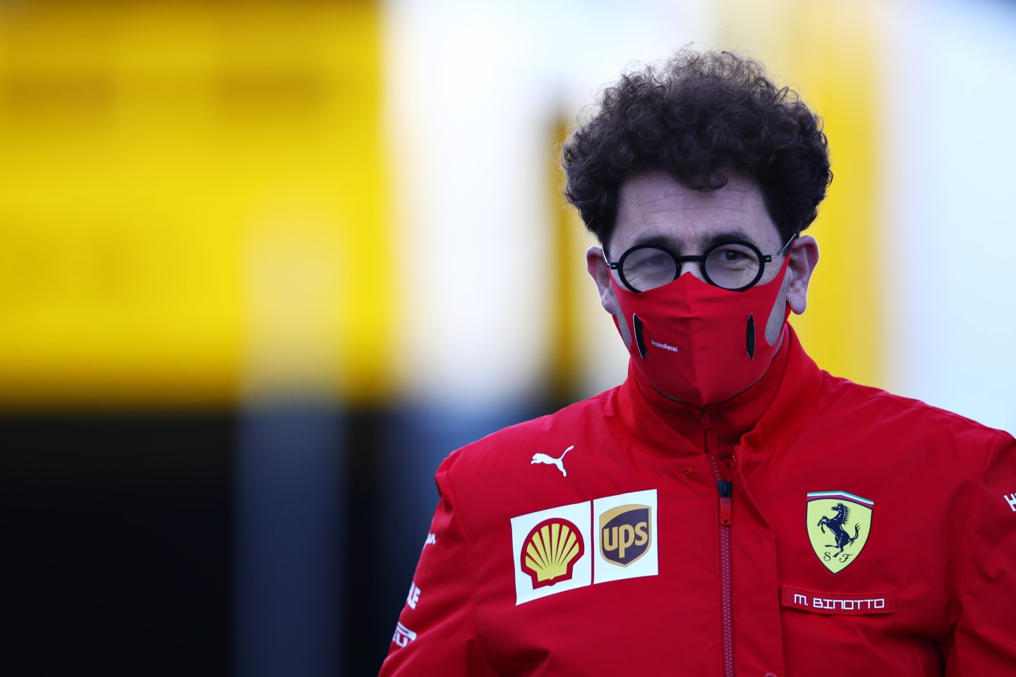 NUERBURG, GERMANY - OCTOBER 10: Scuderia Ferrari Team Principal Mattia Binotto walks in the Paddock