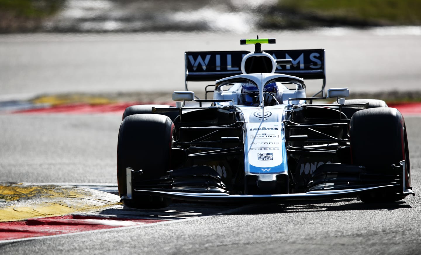 NUERBURG, GERMANY - OCTOBER 10: Nicholas Latifi of Canada driving the (6) Williams Racing FW43 Mercedes on track during qualifying ahead of the F1 Eifel Grand Prix at Nuerburgring on October 10, 2020 in Nuerburg, Germany. (Photo by Joe Portlock/Getty Images)