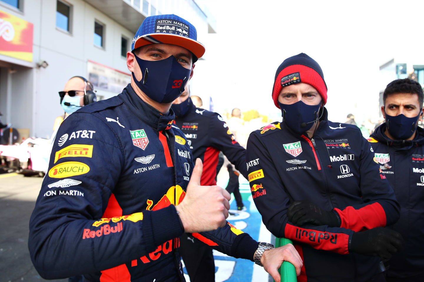 NUERBURG, GERMANY - OCTOBER 10: Third placed qualifier Max Verstappen of Netherlands and Red Bull
