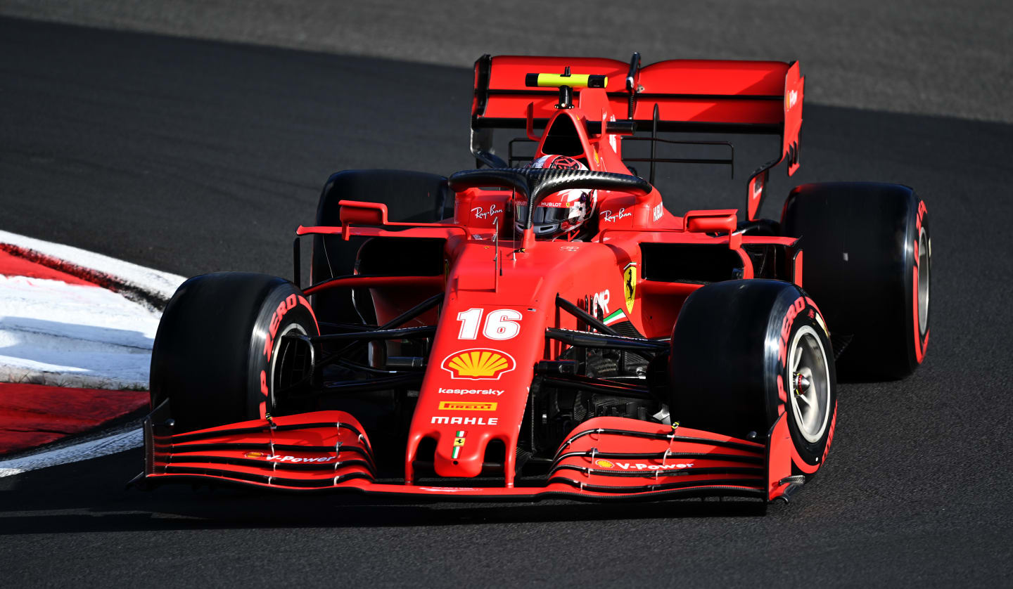 NUERBURG, GERMANY - OCTOBER 10: Charles Leclerc of Monaco driving the (16) Scuderia Ferrari SF1000