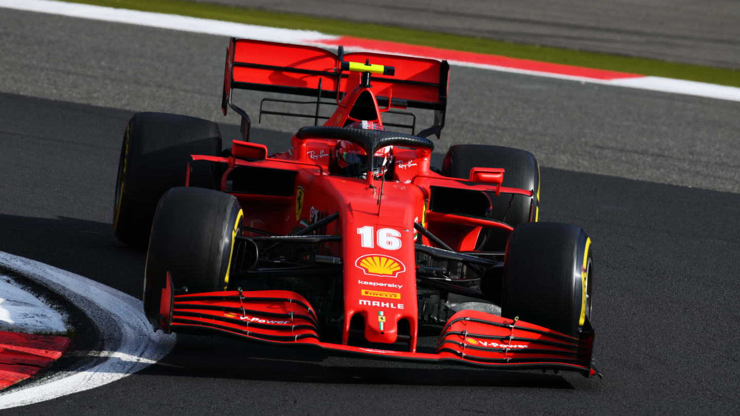 NUERBURG, GERMANY - OCTOBER 11: Charles Leclerc of Monaco driving the (16) Scuderia Ferrari SF1000