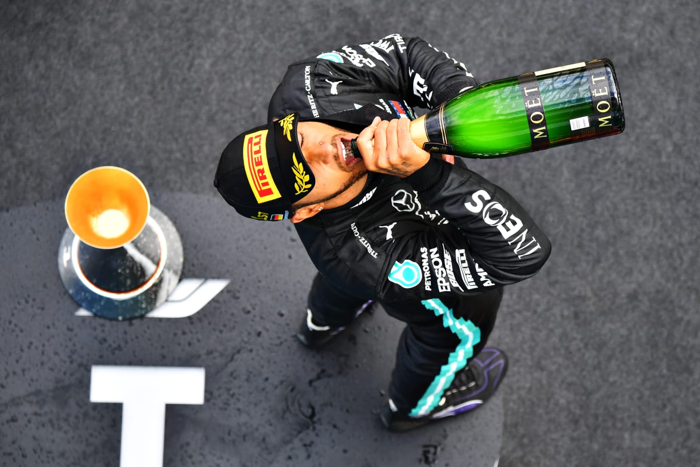 NUERBURG, GERMANY - OCTOBER 11: Race winner Lewis Hamilton of Great Britain and Mercedes GP