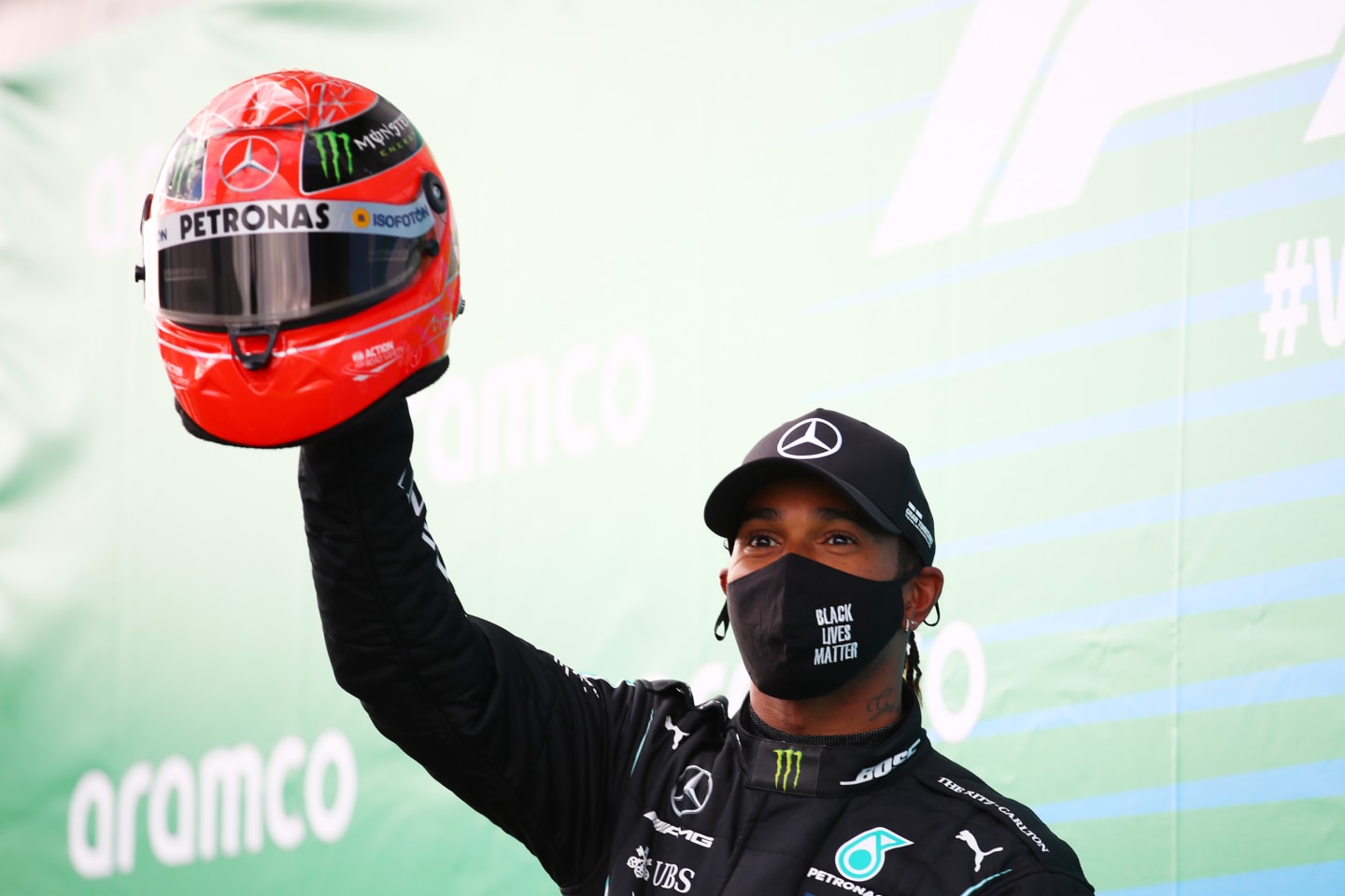NUERBURG, GERMANY - OCTOBER 11: Race winner Lewis Hamilton of Great Britain and Mercedes GP