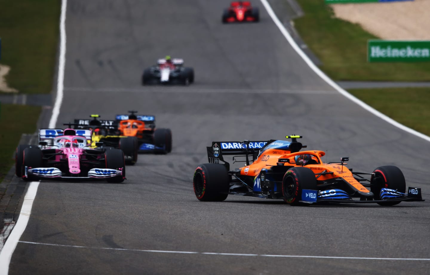 NUERBURG, GERMANY - OCTOBER 11: Lando Norris of Great Britain driving the (4) McLaren F1 Team MCL35