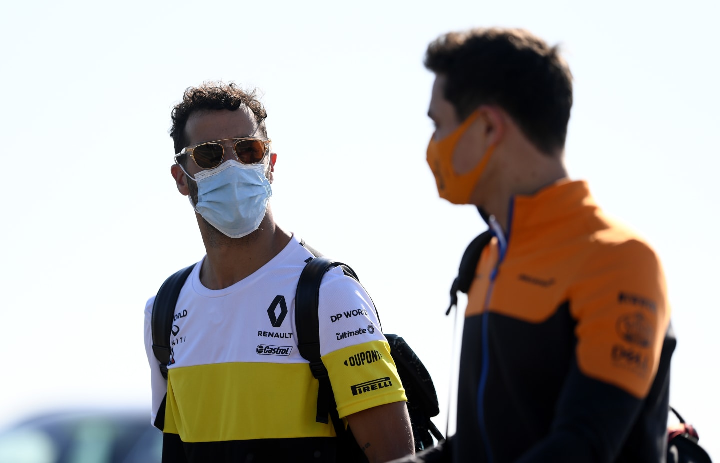 NORTHAMPTON, ENGLAND - JULY 31: Daniel Ricciardo of Australia and Renault Sport F1 and Lando Norris