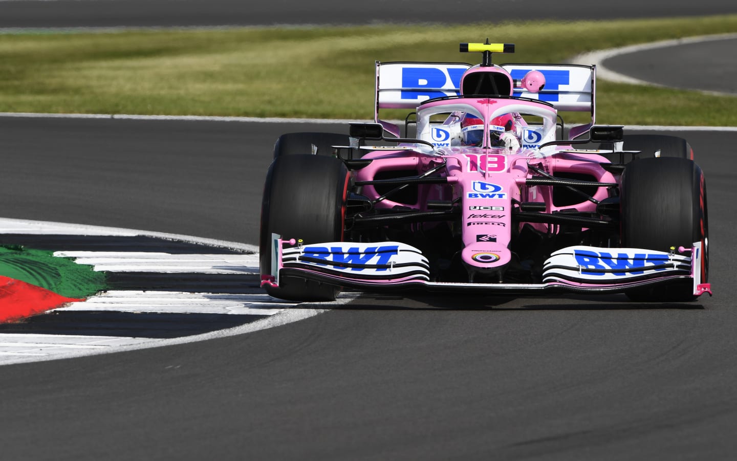 NORTHAMPTON, ENGLAND - JULY 31: Lance Stroll of Canada driving the (18) Racing Point RP20 Mercedes