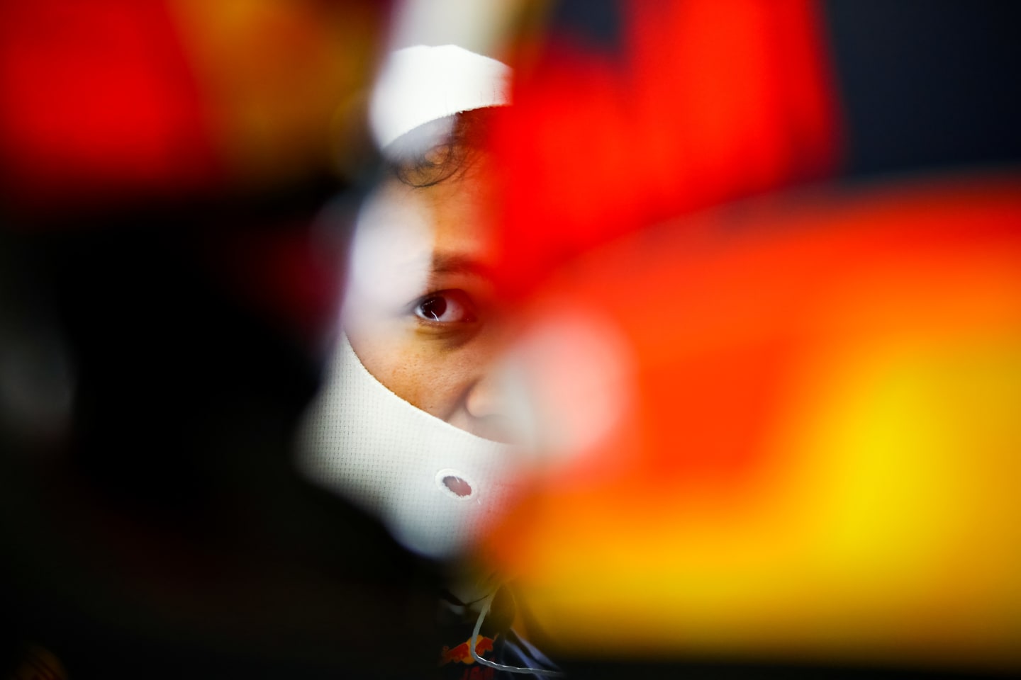 NORTHAMPTON, ENGLAND - AUGUST 01: Alexander Albon of Thailand and Red Bull Racing prepares to drive in the garage during final practice for the F1 Grand Prix of Great Britain at Silverstone on August 01, 2020 in Northampton, England. (Photo by Mark Thompson/Getty Images)