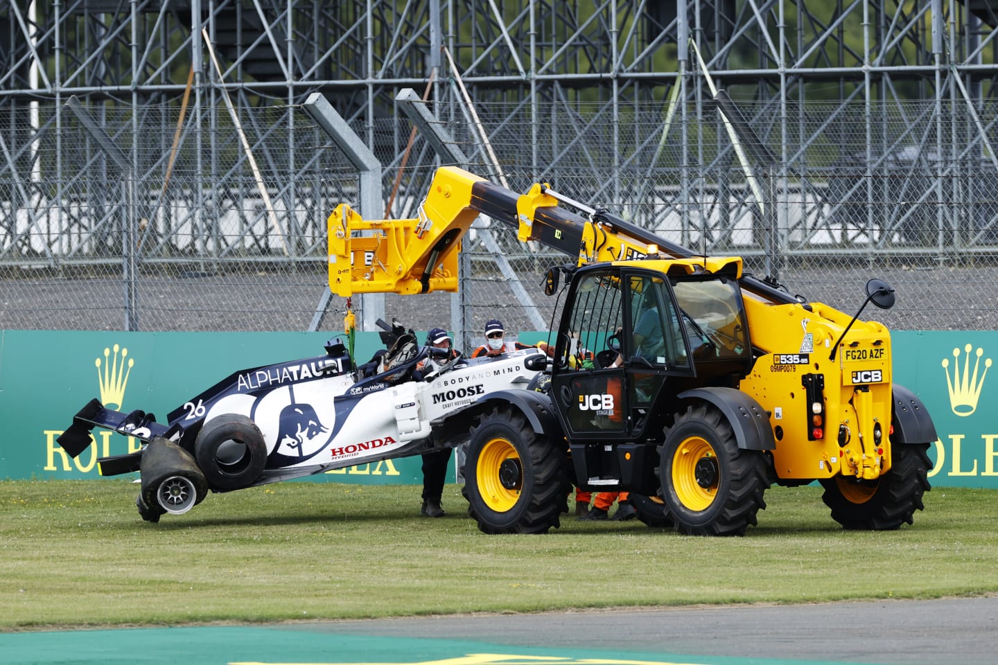 NORTHAMPTON, ENGLAND - AUGUST 02: The car of Daniil Kvyat of Russia and Scuderia AlphaTauri is