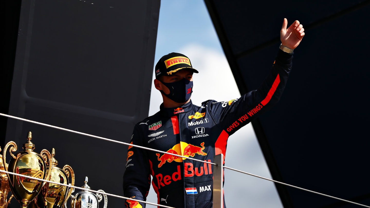 NORTHAMPTON, ENGLAND - AUGUST 02: Runner-up Max Verstappen of Netherlands and Red Bull Racing