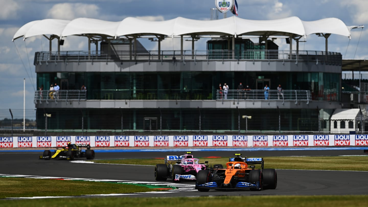 NORTHAMPTON, ENGLAND - AUGUST 02: Lando Norris of Great Britain driving the (4) McLaren F1 Team