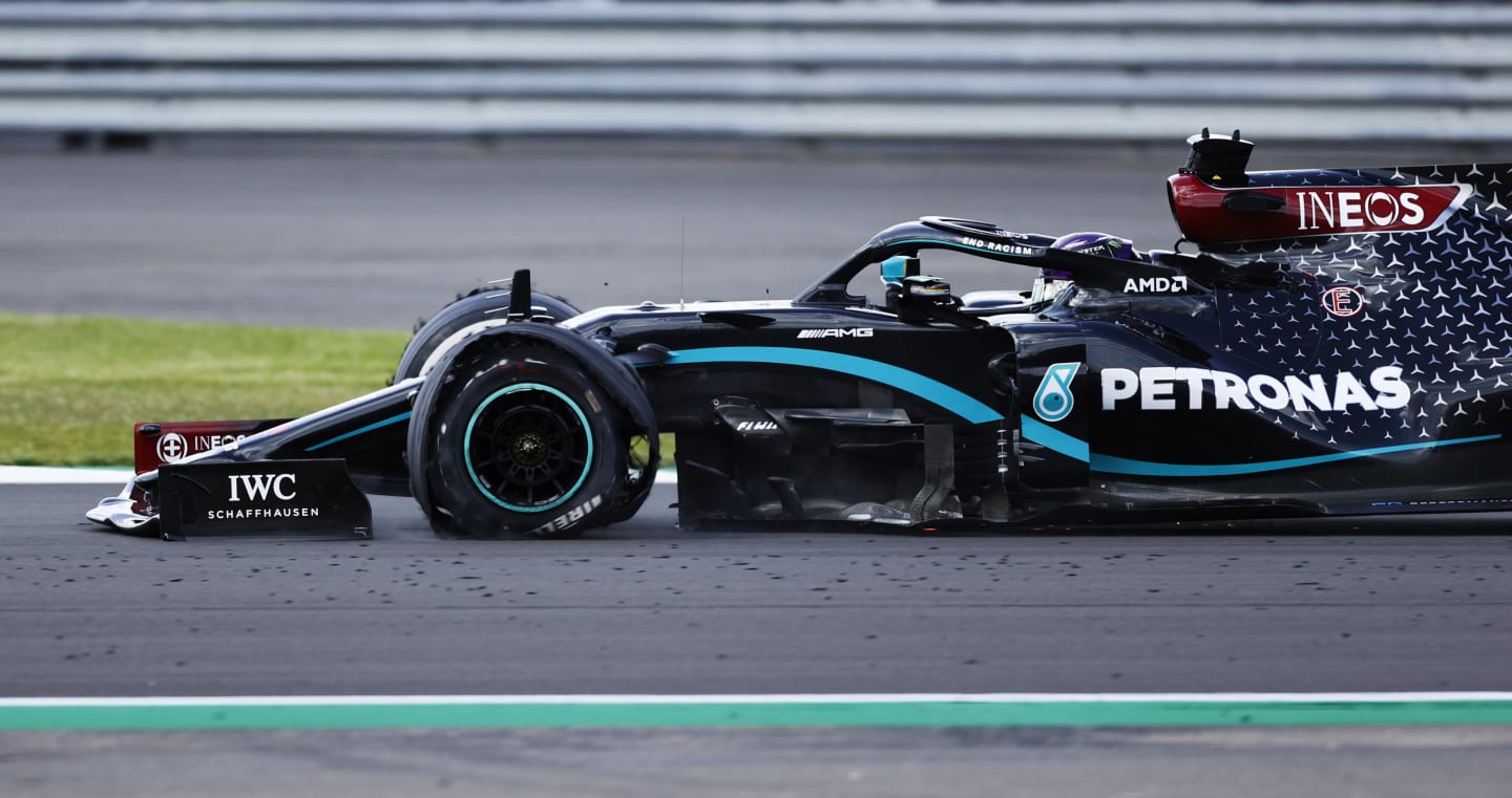 NORTHAMPTON, ENGLAND - AUGUST 02: Lewis Hamilton of Great Britain driving the (44) Mercedes AMG