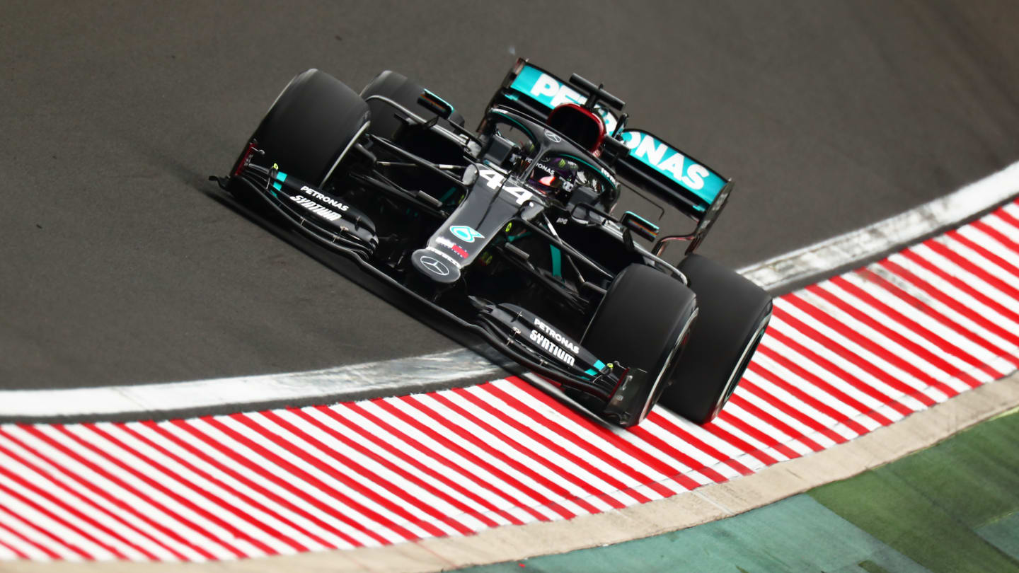 BUDAPEST, HUNGARY - JULY 17: Lewis Hamilton of Great Britain driving the (44) Mercedes AMG Petronas F1 Team Mercedes W11 during practice for the F1 Grand Prix of Hungary at Hungaroring on July 17, 2020 in Budapest, Hungary. (Photo by Dan Istitene - Formula 1/Formula 1 via Getty Images)