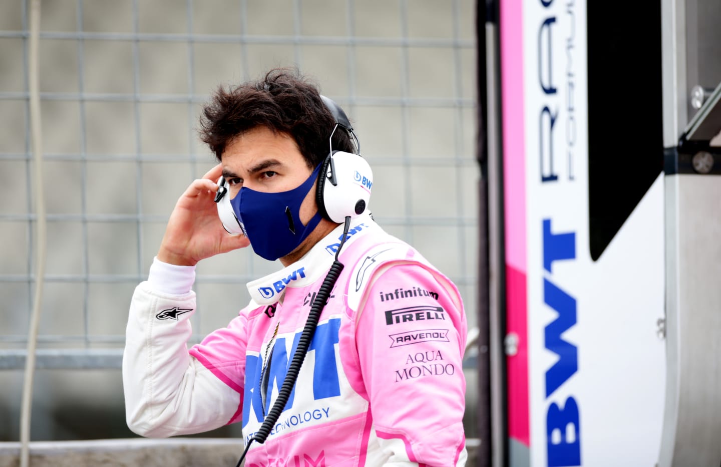 BUDAPEST, HUNGARY - JULY 17: Sergio Perez of Mexico and Racing Point looks on during practice for