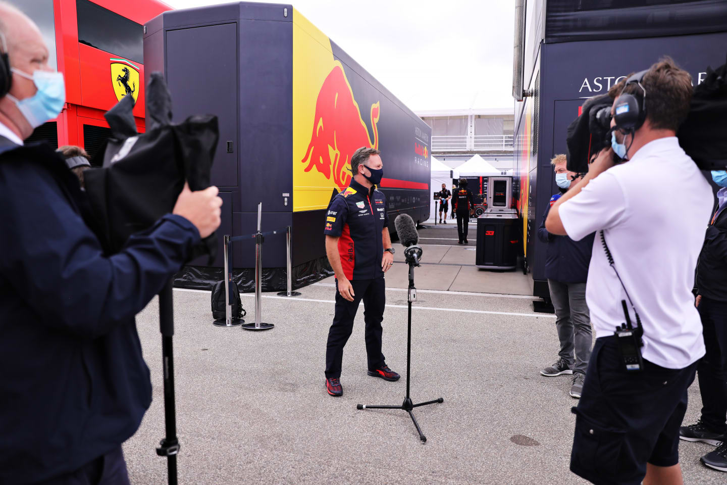 BUDAPEST, HUNGARY - JULY 17: Red Bull Racing Team Principal Christian Horner talks to the media in