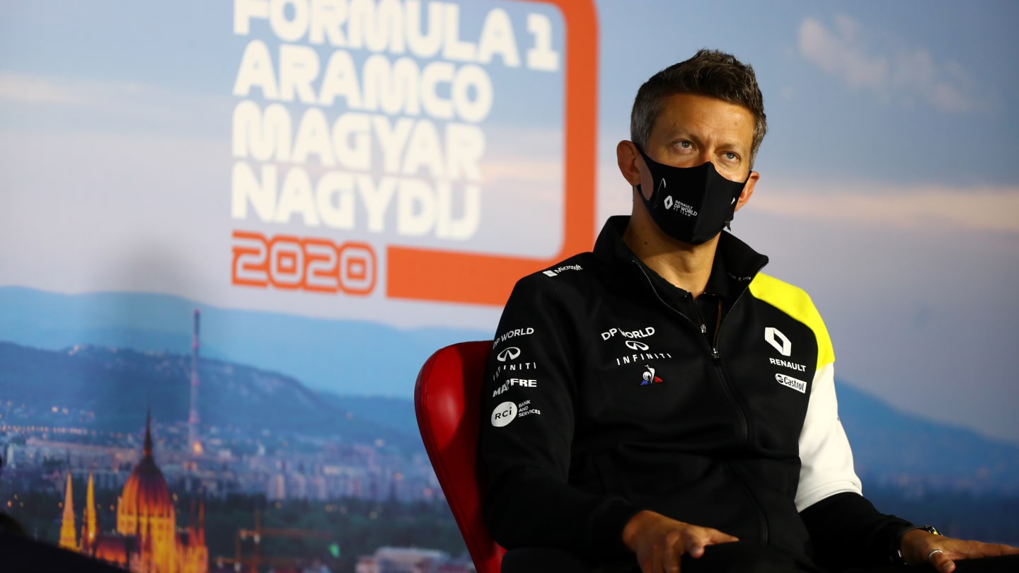 BUDAPEST, HUNGARY - JULY 17: Marcin Budkowski, Executive Director of Renault Sport F1 talks in Team Principals Press Conference during practice for the F1 Grand Prix of Hungary at Hungaroring on July 17, 2020 in Budapest, Hungary. (Photo by Dan Istitene - Formula 1/Formula 1 via Getty Images)
