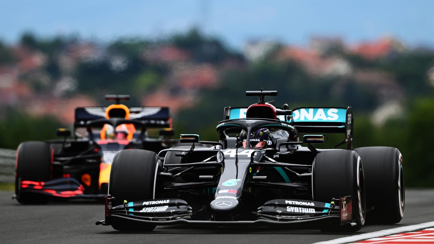 BUDAPEST, HUNGARY - JULY 17: Lewis Hamilton of Great Britain driving the (44) Mercedes AMG Petronas