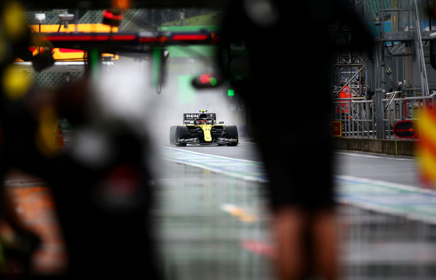 BUDAPEST, HUNGARY - JULY 17: Esteban Ocon of France driving the (31) Renault Sport Formula One Team RS20 drives in the pit lane during practice for the F1 Grand Prix of Hungary at Hungaroring on July 17, 2020 in Budapest, Hungary. (Photo by Peter Fox/Getty Images)