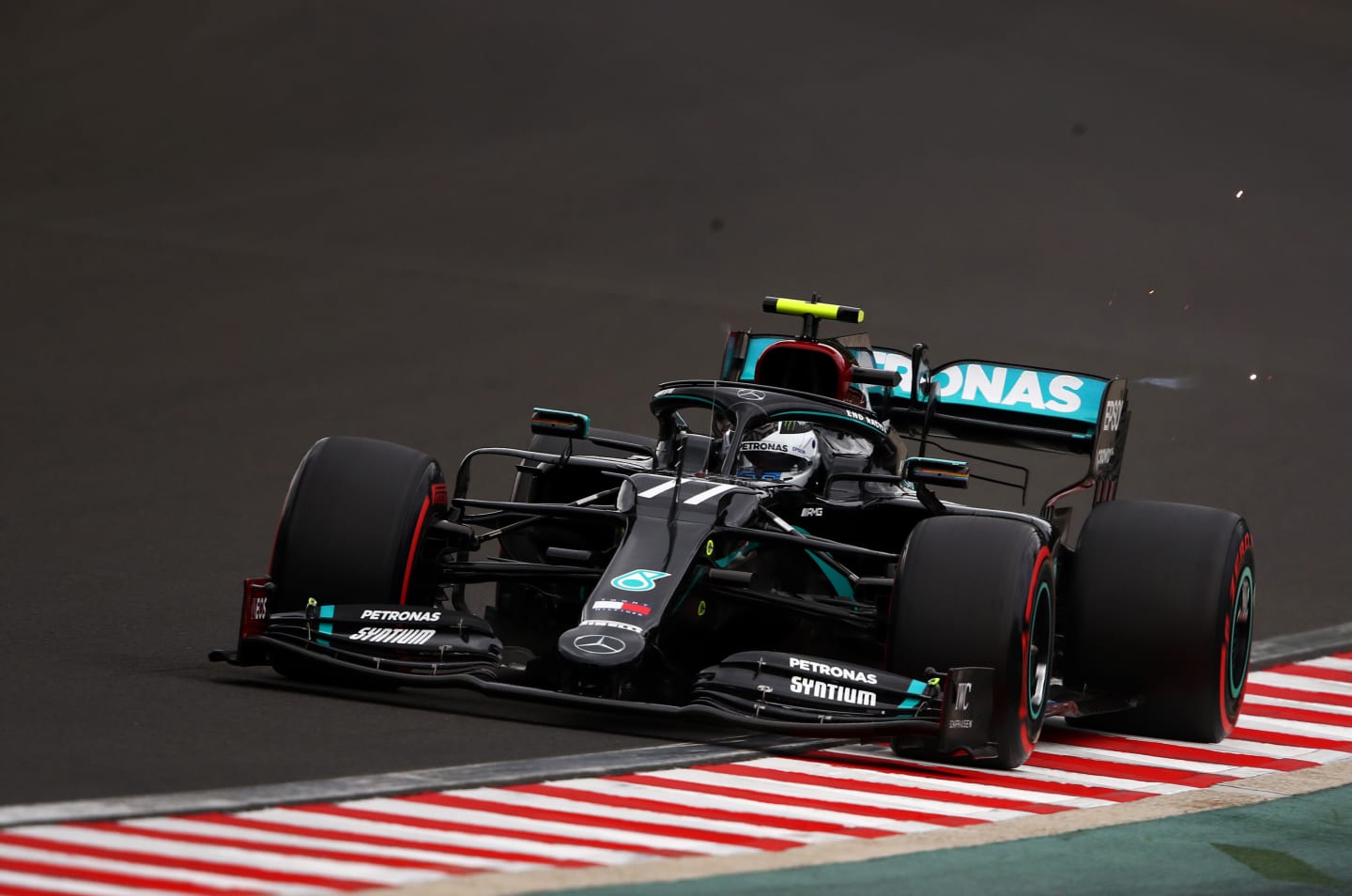 BUDAPEST, HUNGARY - JULY 18: Valtteri Bottas of Finland driving the (77) Mercedes AMG Petronas F1 Team Mercedes W11 on track during qualifying for the F1 Grand Prix of Hungary at Hungaroring on July 18, 2020 in Budapest, Hungary. (Photo by Bryn Lennon/Getty Images)