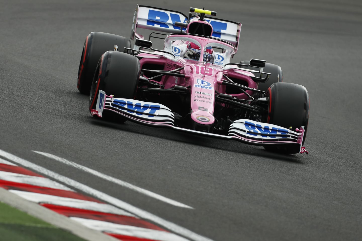 BUDAPEST, HUNGARY - JULY 18: Lance Stroll of Canada driving the (18) Racing Point RP20 Mercedes on track during qualifying for the F1 Grand Prix of Hungary at Hungaroring on July 18, 2020 in Budapest, Hungary. (Photo by Darko Bandic/Pool via Getty Images)