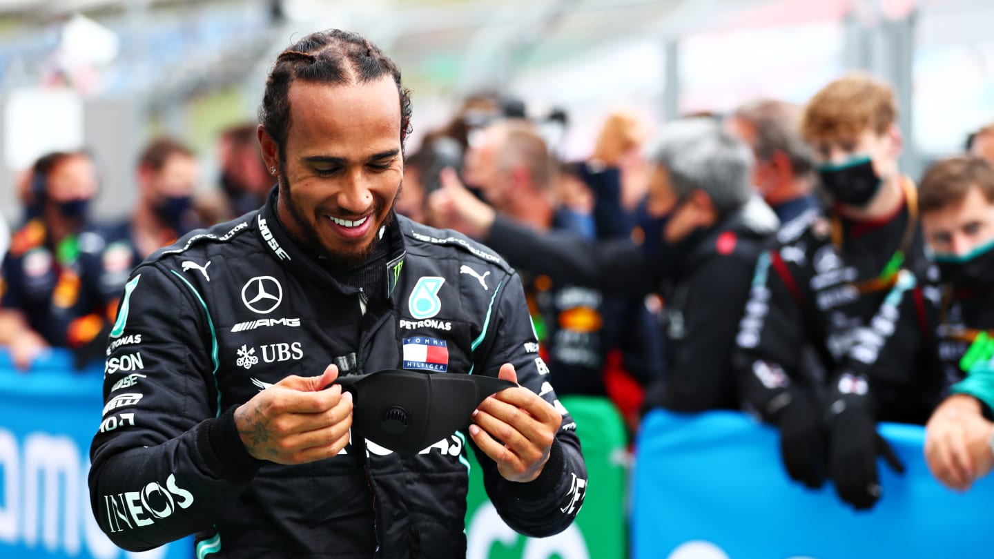 BUDAPEST, HUNGARY - JULY 19: Race winner Lewis Hamilton of Great Britain and Mercedes GP celebrates