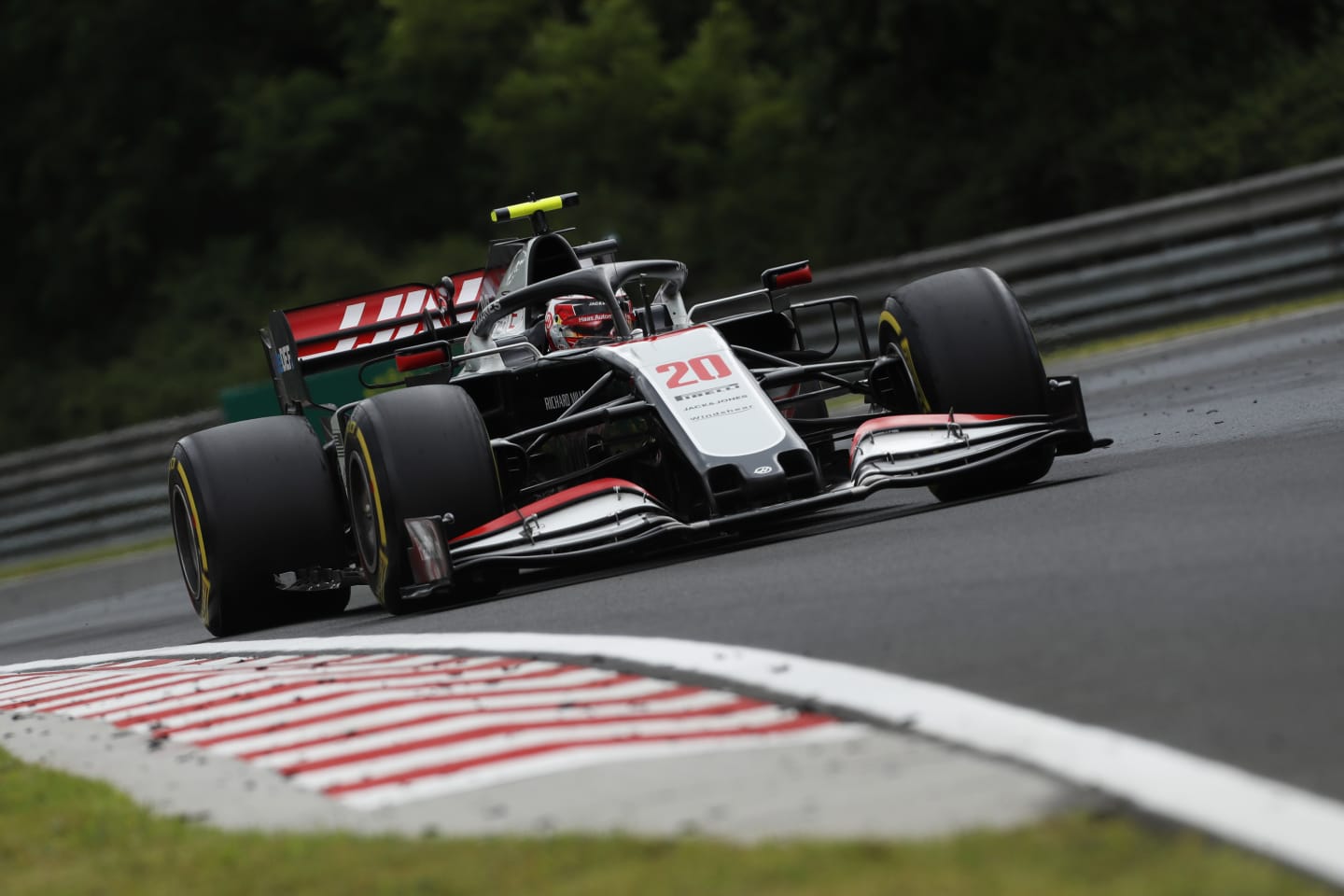 BUDAPEST, HUNGARY - JULY 19: Kevin Magnussen of Denmark driving the (20) Haas F1 Team VF-20 Ferrari on track during the Formula One Grand Prix of Hungary at Hungaroring on July 19, 2020 in Budapest, Hungary. (Photo by Darko Bandic/Pool via Getty Images)