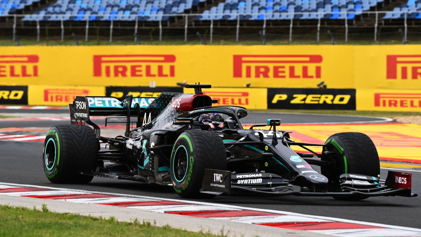 BUDAPEST, HUNGARY - JULY 19: Lewis Hamilton of Great Britain driving the (44) Mercedes AMG Petronas