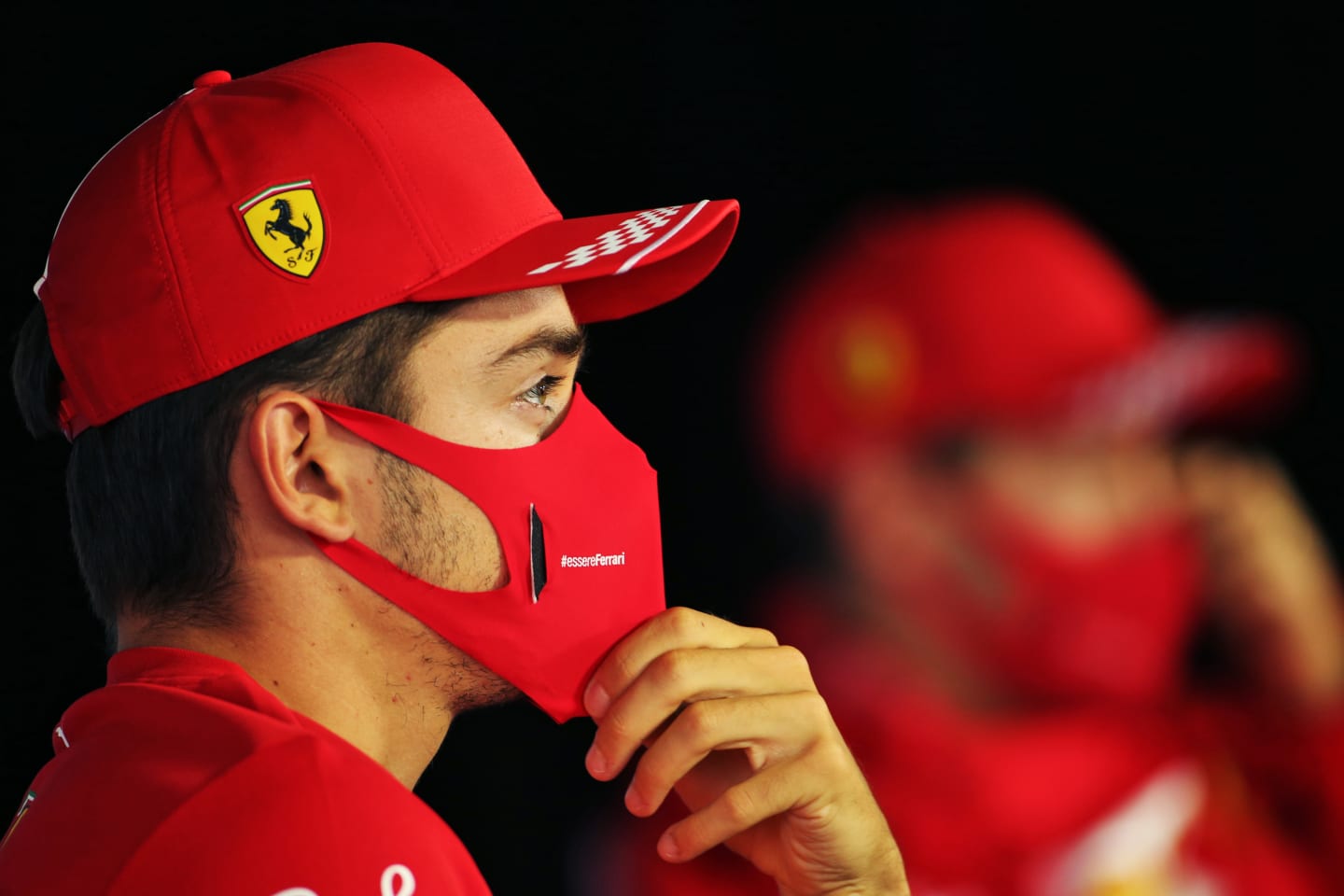 BUDAPEST, HUNGARY - JULY 16: Charles Leclerc of Monaco and Ferrari talks in the Drivers Press