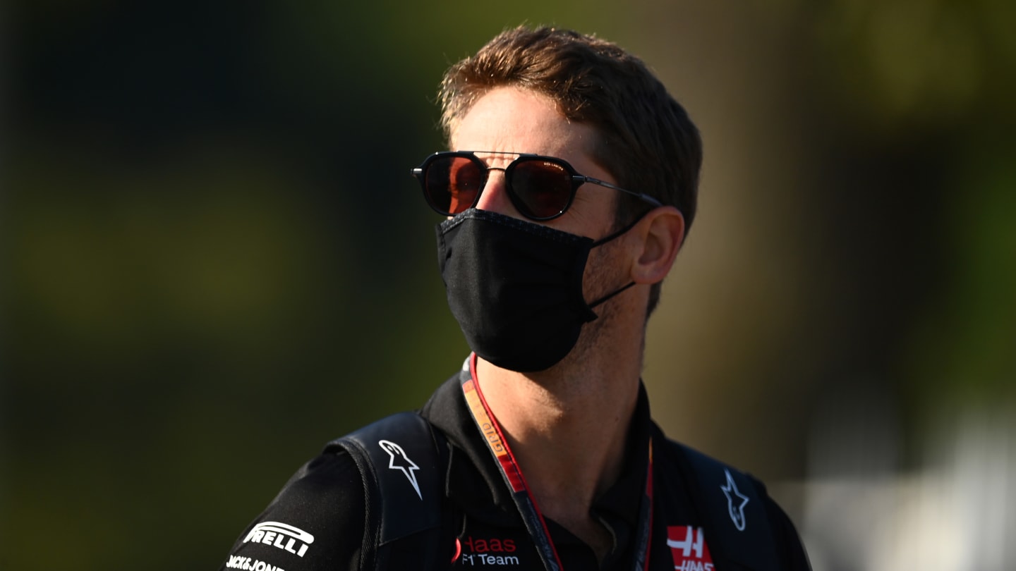 MONZA, ITALY - SEPTEMBER 04: Romain Grosjean of France and Haas F1 arrives at the circuit ahead of practice for the F1 Grand Prix of Italy at Autodromo di Monza on September 04, 2020 in Monza, Italy. (Photo by Clive Mason - Formula 1/Formula 1 via Getty Images)