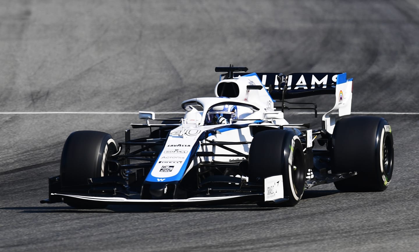 MONZA, ITALY - SEPTEMBER 04: George Russell of Great Britain driving the (63) Williams Racing FW43 Mercedes on track during practice for the F1 Grand Prix of Italy at Autodromo di Monza on September 04, 2020 in Monza, Italy. (Photo by Miguel Medina/Pool via Getty Images)