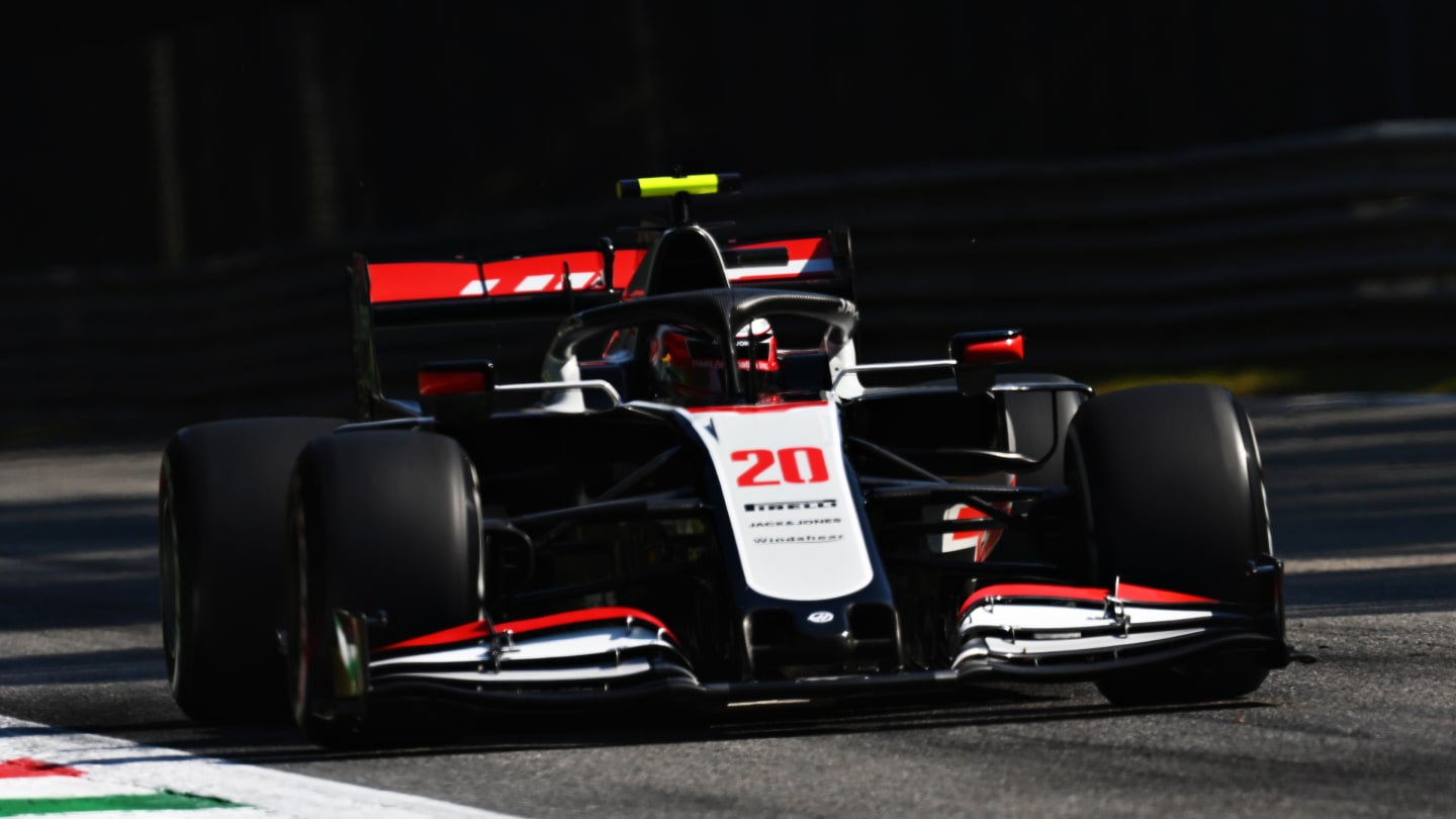 MONZA, ITALY - SEPTEMBER 04: Kevin Magnussen of Denmark driving the (20) Haas F1 Team VF-20 Ferrari during practice for the F1 Grand Prix of Italy at Autodromo di Monza on September 04, 2020 in Monza, Italy. (Photo by Clive Mason - Formula 1/Formula 1 via Getty Images)