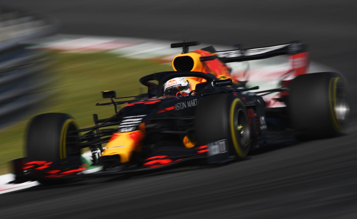 MONZA, ITALY - SEPTEMBER 04: Max Verstappen of the Netherlands driving the (33) Aston Martin Red Bull Racing RB16 on track during practice for the F1 Grand Prix of Italy at Autodromo di Monza on September 04, 2020 in Monza, Italy. (Photo by Rudy Carezzevoli/Getty Images)