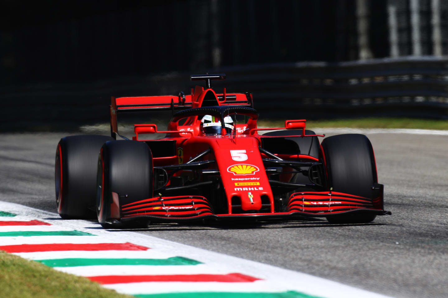 MONZA, ITALY - SEPTEMBER 05: Sebastian Vettel of Germany driving the (5) Scuderia Ferrari SF1000 on