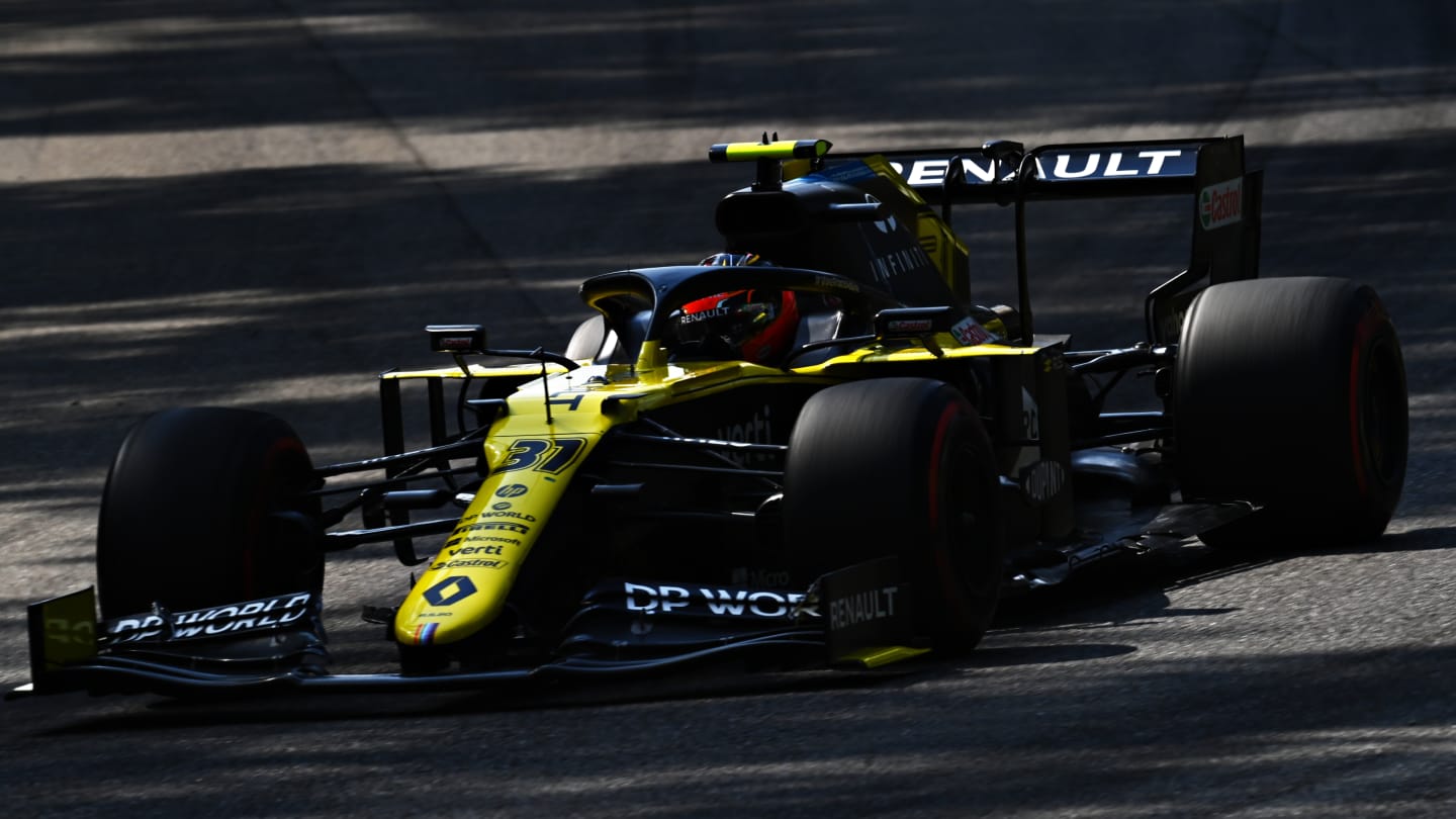 MONZA, ITALY - SEPTEMBER 06: Esteban Ocon of France driving the (31) Renault Sport Formula One Team RS20 on his way to the grid before the F1 Grand Prix of Italy at Autodromo di Monza on September 06, 2020 in Monza, Italy. (Photo by Clive Mason - Formula 1/Formula 1 via Getty Images)