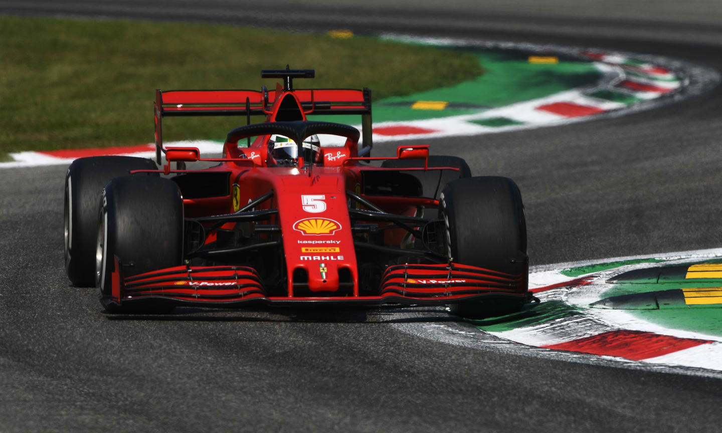 MONZA, ITALY - SEPTEMBER 06: Sebastian Vettel of Germany driving the (5) Scuderia Ferrari SF1000 on