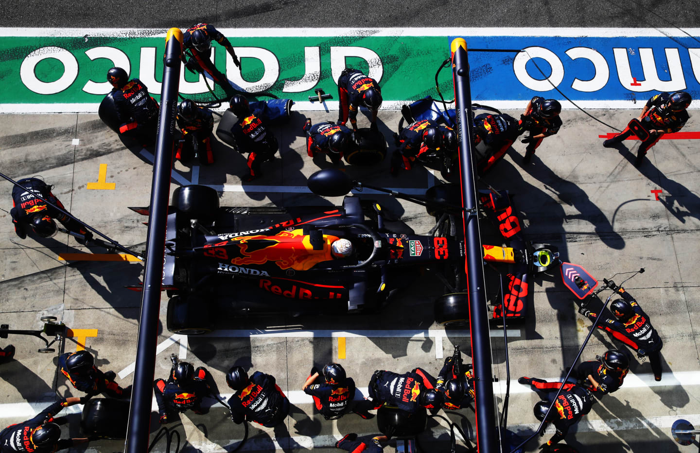 MONZA, ITALY - SEPTEMBER 06: Max Verstappen of Netherlands and Red Bull Racing stops in the Pitlane