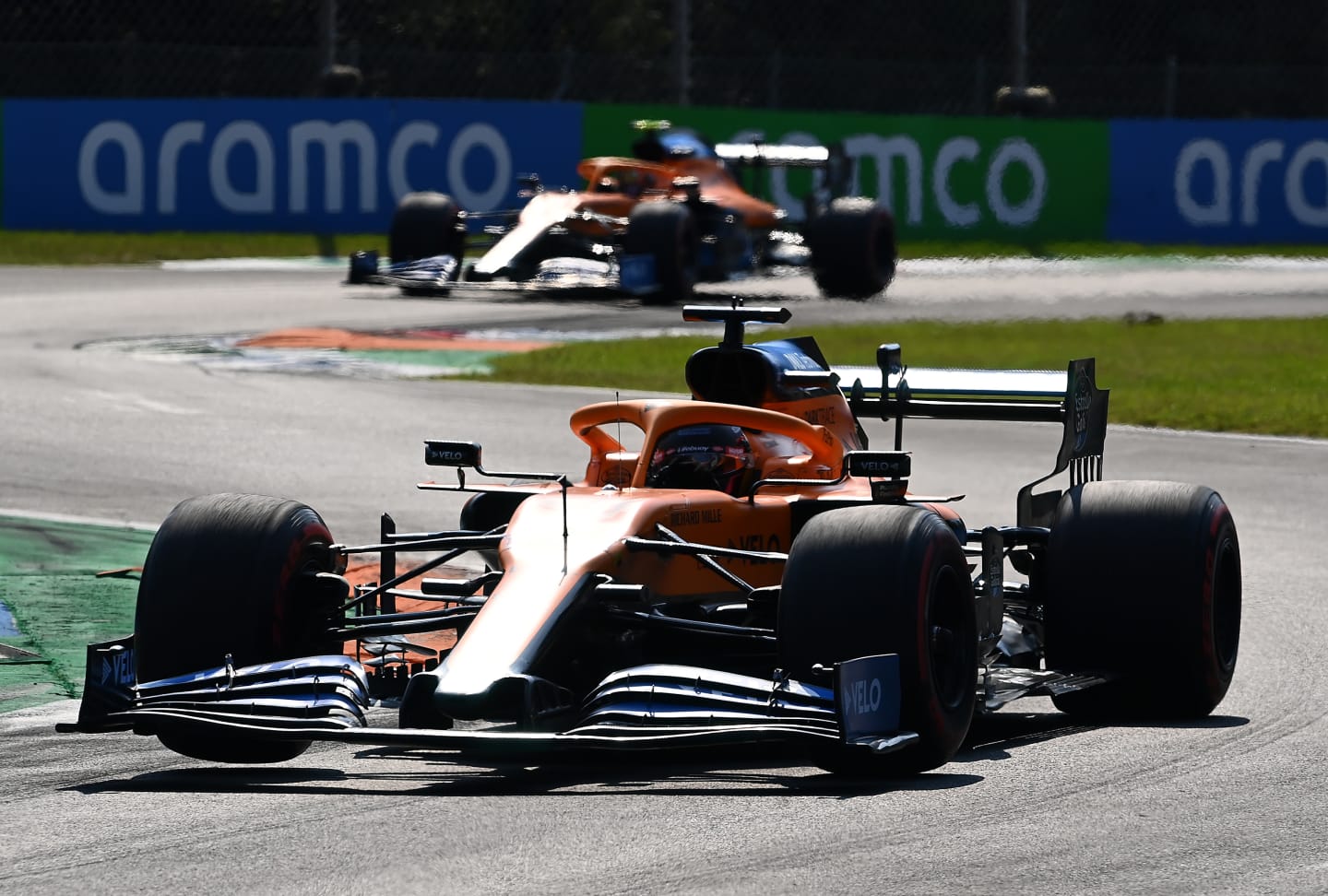 MONZA, ITALY - SEPTEMBER 06: Carlos Sainz of Spain driving the (55) McLaren F1 Team MCL35 Renault during the F1 Grand Prix of Italy at Autodromo di Monza on September 06, 2020 in Monza, Italy. (Photo by Clive Mason - Formula 1/Formula 1 via Getty Images)