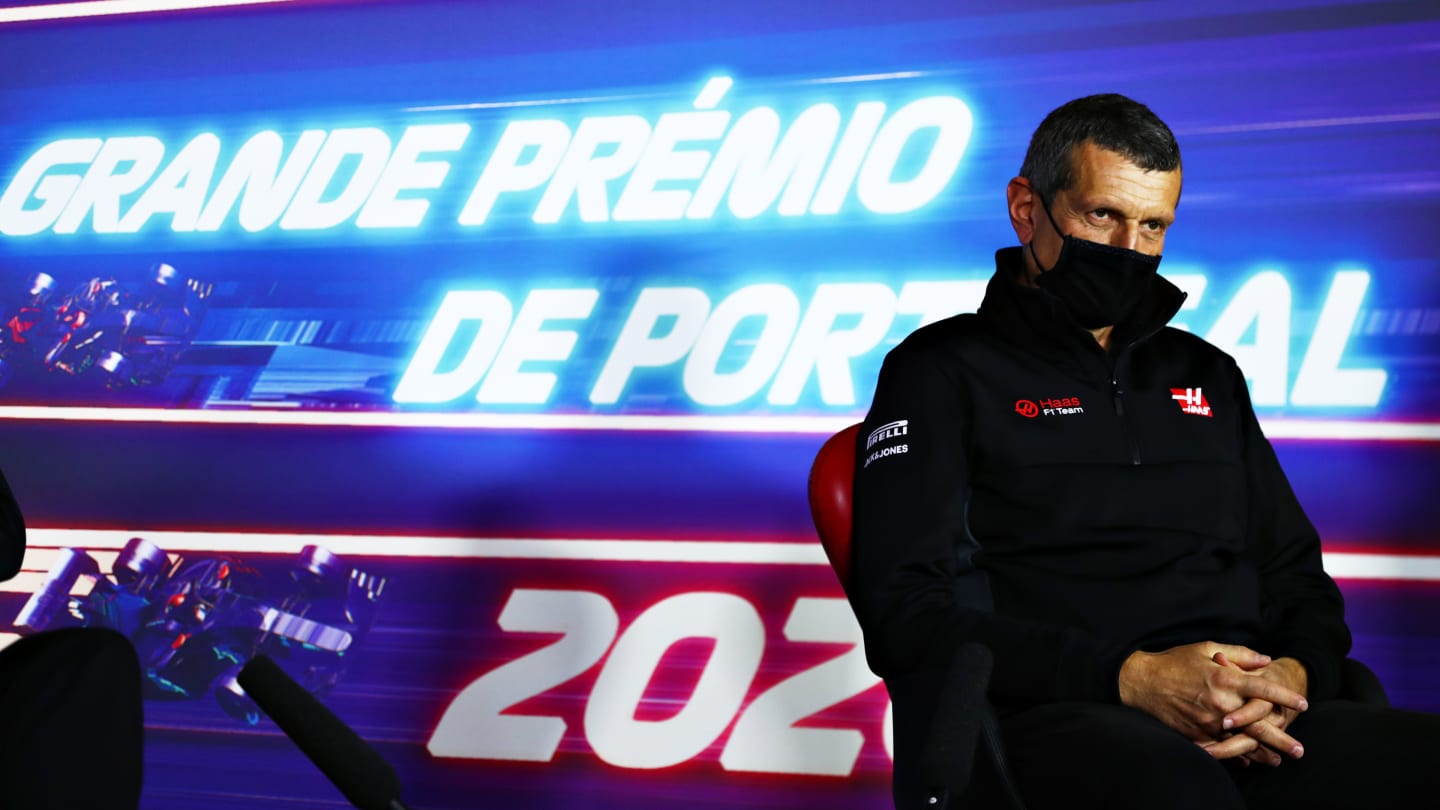 PORTIMAO, PORTUGAL - OCTOBER 23: Haas F1 Team Principal Guenther Steiner looks on in the Team Principals Press Conference during practice ahead of the F1 Grand Prix of Portugal at Autodromo Internacional do Algarve on October 23, 2020 in Portimao, Portugal. (Photo by Dan Istitene - Formula 1/Formula 1 via Getty Images)