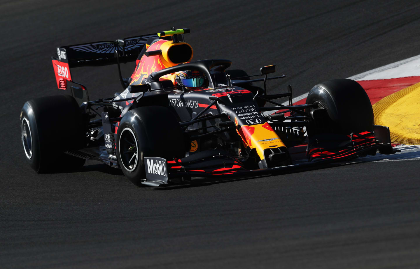 PORTIMAO, PORTUGAL - OCTOBER 23: Alexander Albon of Thailand driving the (23) Aston Martin Red Bull