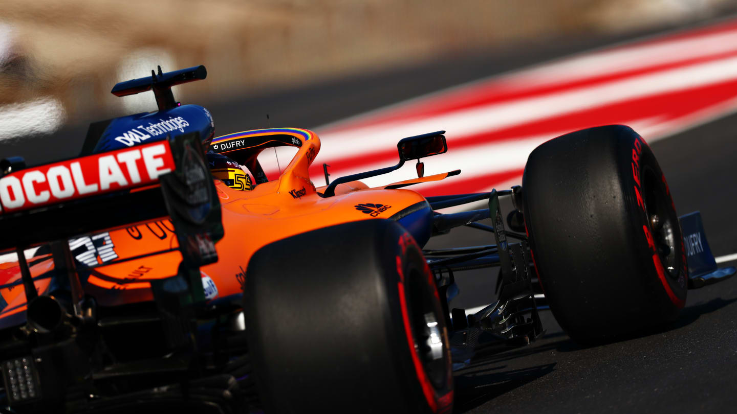 PORTIMAO, PORTUGAL - OCTOBER 24: Carlos Sainz of Spain driving the (55) McLaren F1 Team MCL35