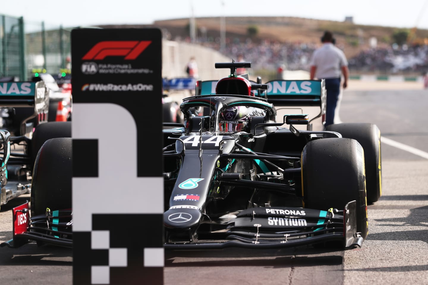 PORTIMAO, PORTUGAL - OCTOBER 24: Pole position qualifier Lewis Hamilton of Great Britain and