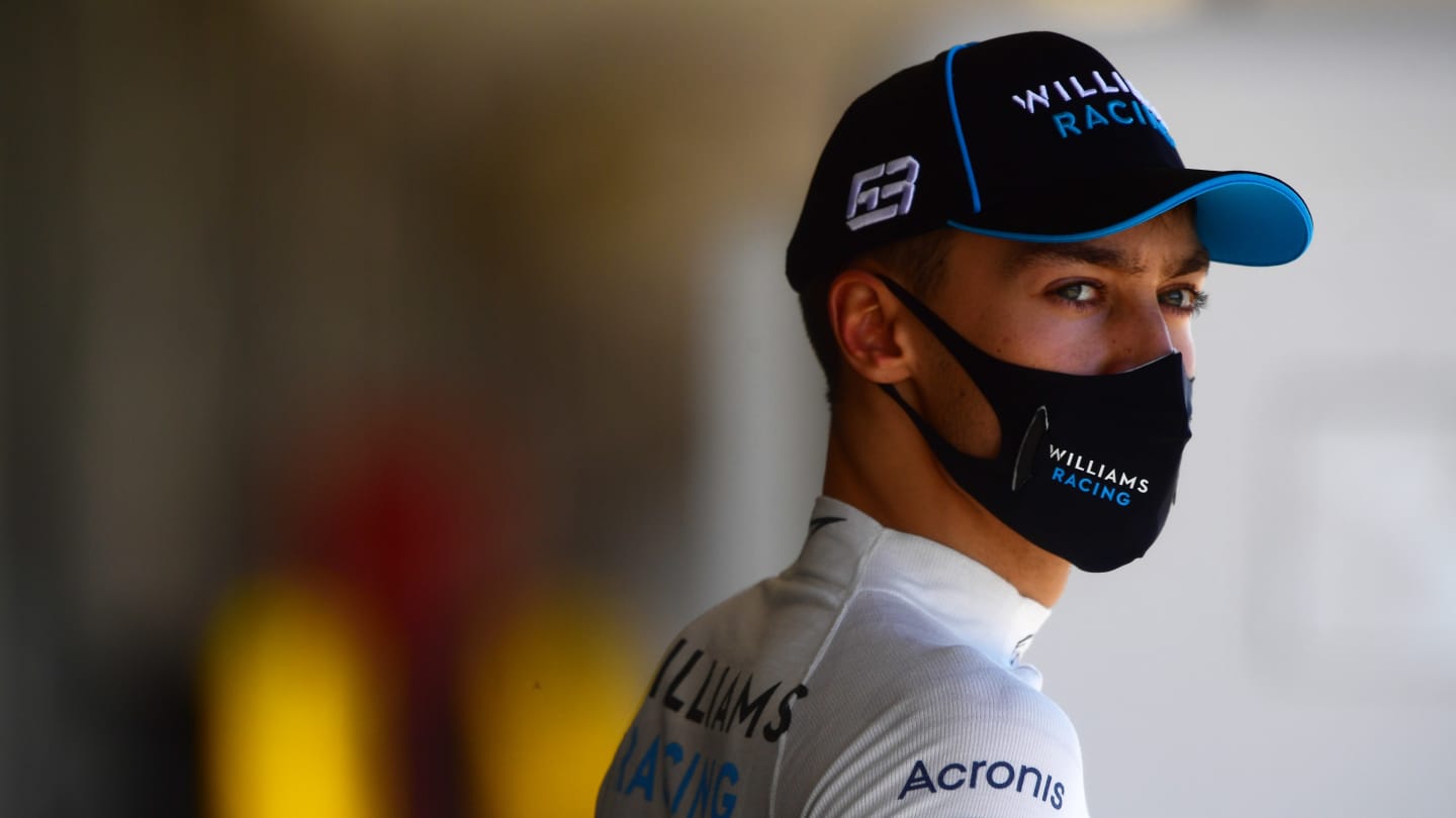 PORTIMAO, PORTUGAL - OCTOBER 24: George Russell of Great Britain and Williams looks on in parc ferme during qualifying ahead of the F1 Grand Prix of Portugal at Autodromo Internacional do Algarve on October 24, 2020 in Portimao, Portugal. (Photo by Mario Renzi - Formula 1/Formula 1 via Getty Images)