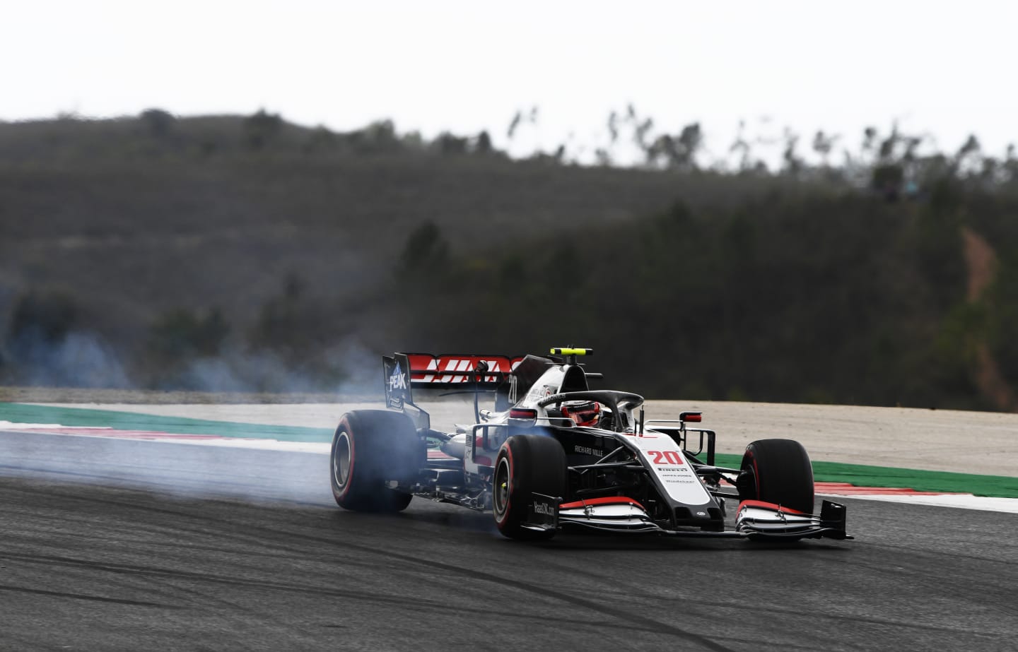 PORTIMAO, PORTUGAL - OCTOBER 25: Kevin Magnussen of Denmark driving the (20) Haas F1 Team VF-20 Ferrari on track during the F1 Grand Prix of Portugal at Autodromo Internacional do Algarve on October 25, 2020 in Portimao, Portugal. (Photo by Rudy Carezzevoli/Getty Images)