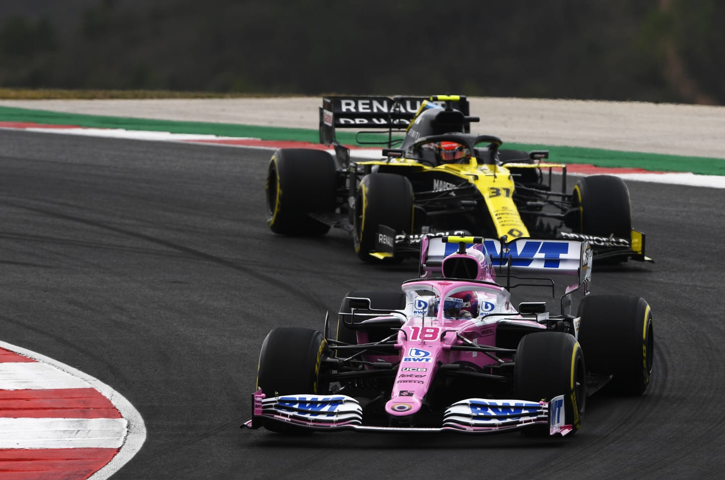 PORTIMAO, PORTUGAL - OCTOBER 25: Lance Stroll of Canada driving the (18) Racing Point RP20 Mercedes