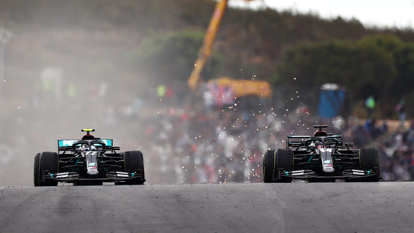 PORTIMAO, PORTUGAL - OCTOBER 25: Lewis Hamilton of Great Britain driving the (44) Mercedes AMG