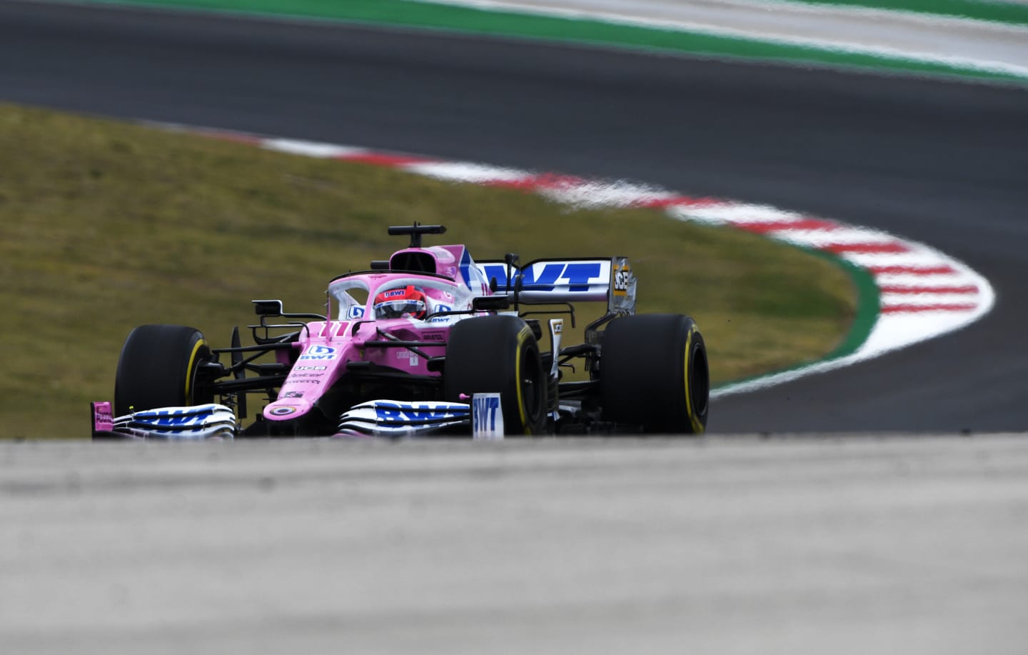 PORTIMAO, PORTUGAL - OCTOBER 25: Sergio Perez of Mexico driving the (11) Racing Point RP20 Mercedes