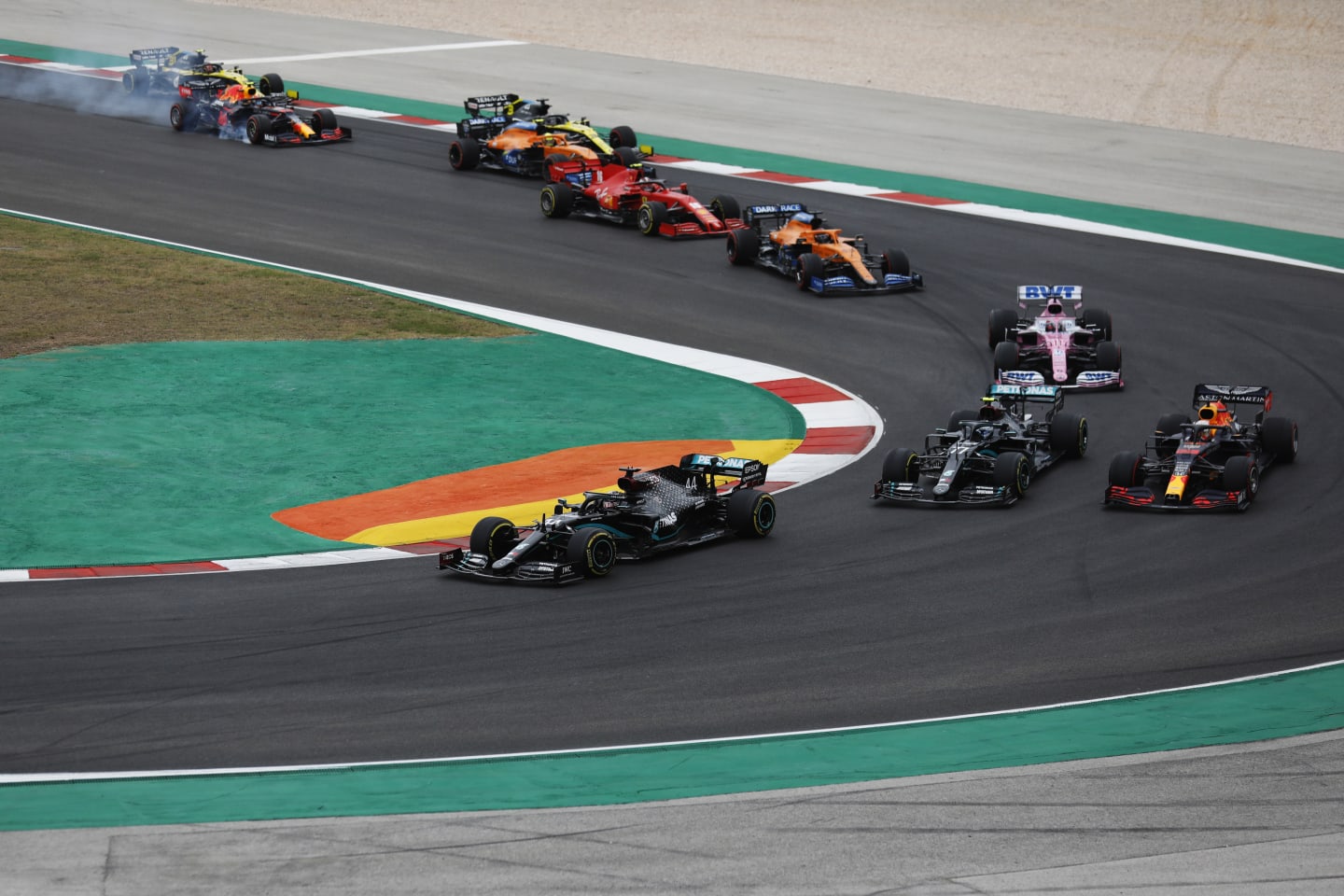 PORTIMAO, PORTUGAL - OCTOBER 25: Lewis Hamilton of Great Britain driving the (44) Mercedes AMG