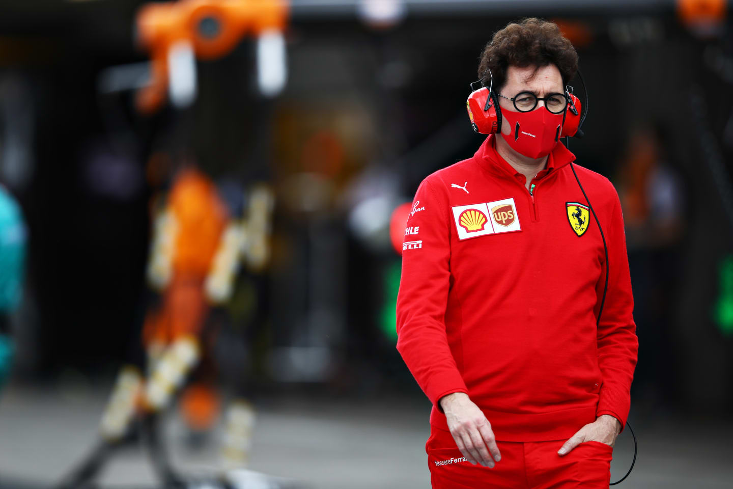 PORTIMAO, PORTUGAL - OCTOBER 25: Scuderia Ferrari Team Principal Mattia Binotto walks in the