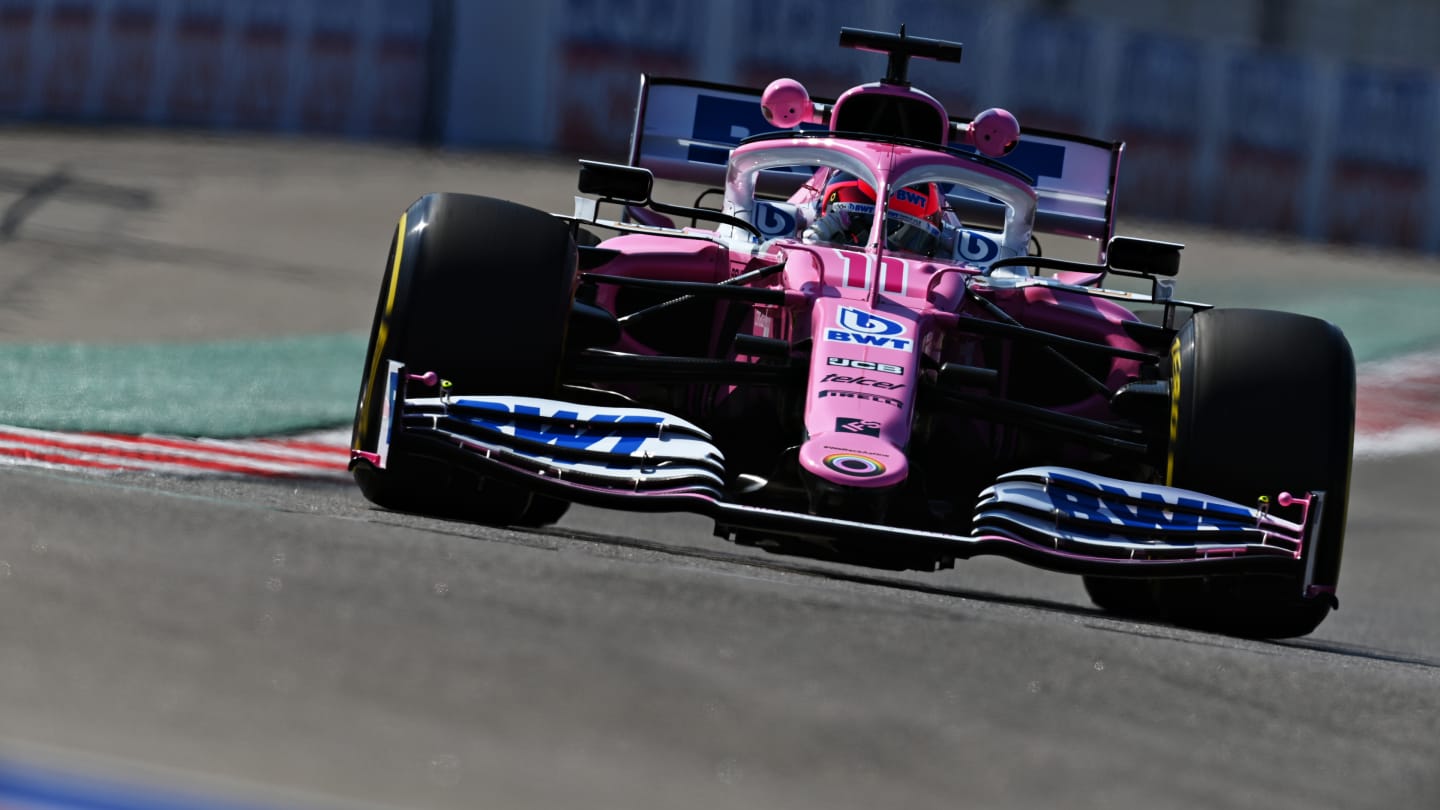 SOCHI, RUSSIA - SEPTEMBER 25: Sergio Perez of Mexico driving the (11) Racing Point RP20 Mercedes