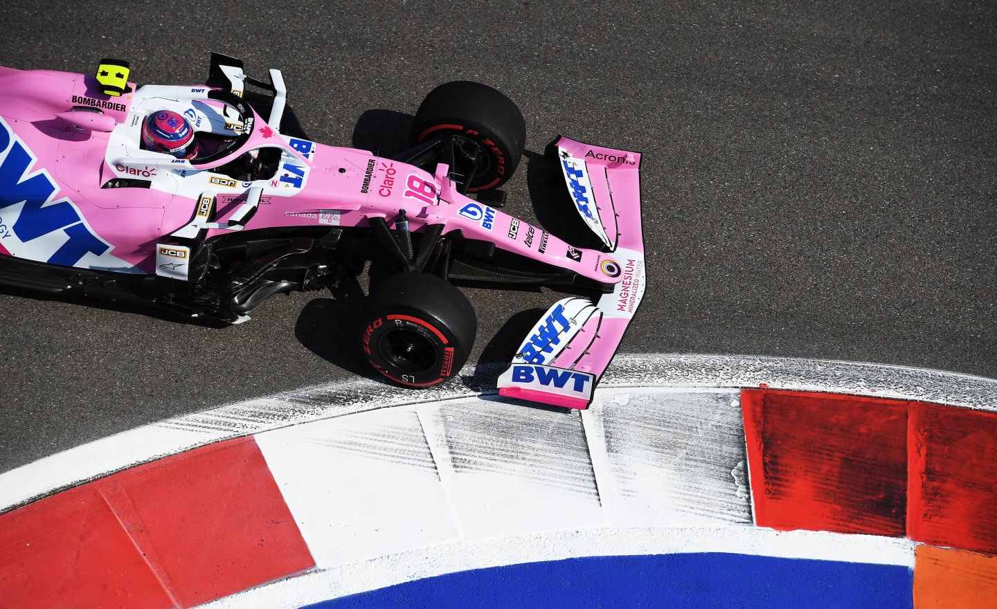 SOCHI, RUSSIA - SEPTEMBER 25: Lance Stroll of Canada driving the (18) Racing Point RP20 Mercedes on